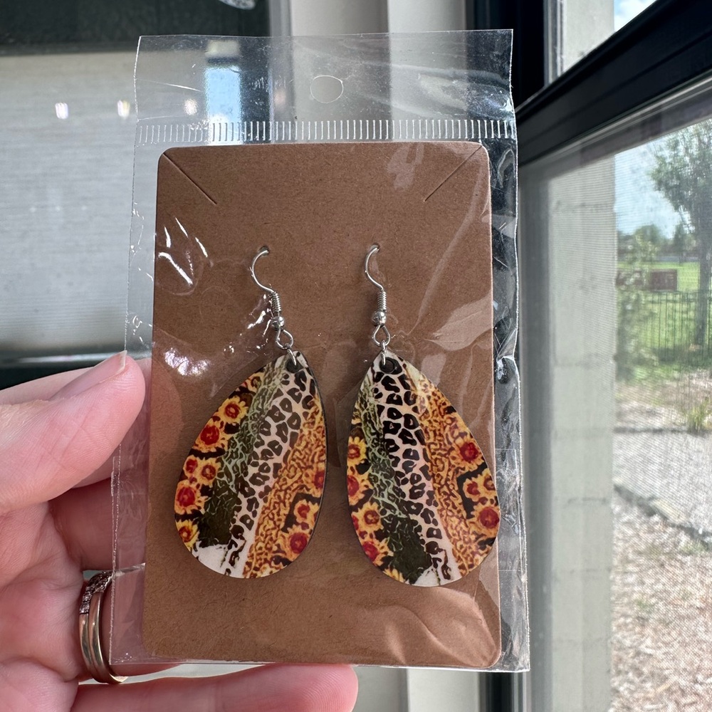 Leopard Print Teardrop Earrings